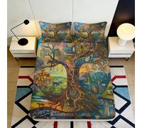 Microfibre Douce Housse de Matelas Arbre Fantastique Impression 3D Forêt Colorée Décor Cadeau Mariage Anniversaire Maison 90x200x25cm