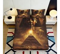 Microfibre Douce Impression 3D Pyramide égyptienne Housse de Matelas Tête de Pharaon pour Cadeau Maison Mariage Chambre 90x200x25cm