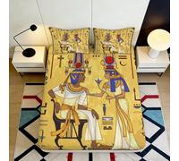 Microfibre Douce Impression 3D Reine Égyptienne Drap Housse Pharaon Doré Mattress Cover pour Cadeau Maison Mariage Anniversaire 90x200x25cm