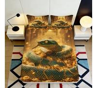 Microfibre Douce Impression 3D Serpent doré Housse de Matelas Jungle antidérapante Couvre-lit pour Chambre étudiant Cadeau 90x200x25cm