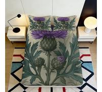 Microfibre Douce imprimée 3D Chardon botanique Drap-Housse Artichaut Violet Vert Décoration lit Cadeau Maison fête 90x200x25cm