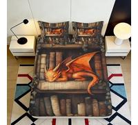Microfibre Douce imprimée 3D Dragon endormi étagère draps-Housse Protection Matelas Chambre Cadeau décoration 90x200x25cm