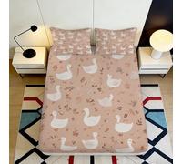 Microfibre Douce imprimée 3D Prairie de cygnes Drap Housse Lac de Canards Protège-Matelas pour Cadeaux Maison fête 90x200x25cm