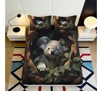 Microfibre Douce Koala Forêt Drap-Housse 3D imprimé Feuilles d'arbre Protection Matelas pour Cadeau Maison Anniversaire fête 90x200x25cm