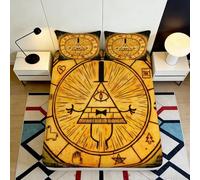 Microfibre Douce Motif Illuminati Fitted Sheet Impression 3D Pyramide œil Couverture de lit Cadeau Pendaison de crémaillère 90x200x25cm