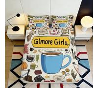 Microfibre Douce Motif Tasse à café Drap-Housse Gilmore Girls 3D imprimé Housse de Matelas Cadeau Chambre Salon 90x200x25cm