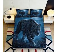 Microfibre Douce Panthère Bleue Drap-Housse Jungle 3D Printed Protection Matelas Cadeau Chambre dortoir Maison 90x200x25cm