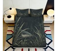 Microfibre Douce Parure de lit Nuit Herbe Fitted Sheet Impression 3D Prairie Verte Bed Cover pour Chambre, Cadeau 90x200x25cm