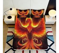 Microfibre Douce Phoenix de feu Fitted Sheet 3D Printed Flame Bird Bed Cover pour Cadeau Maison Chambre fête 90x200x25cm
