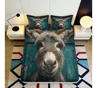 Microfibre Douce Portrait d'Âne Rustique Fitted Sheet Impression 3D Animal Bed Cover pour Cadeau Maison Mariage Anniversaire 90x200x25cm