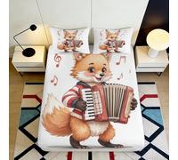 Microfibre Douce Renard accordéon Drap-Housse Impression 3D Housse de Matelas Animal Chambre Cadeau Anniversaire décoration 90x200x25cm