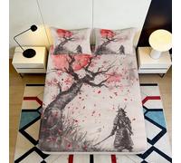 Microfibre Douce Samouraï Fleurs de Cerisier Drap-Housse 3D imprimé Arbre Artistique Bed Sheet pour Cadeaux Maison Mariage 90x200x25cm