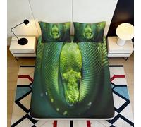 Microfibre Douce Serpent Vert Fitted Sheet Impression 3D Jungle Serpent Mattress Cover pour Cadeau Maison Chambre fête 90x200x25cm