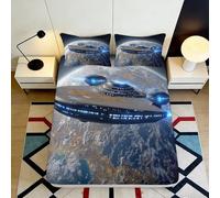 Microfibre Douce Vaisseau Spatial Galaxie Drap-Housse 3D imprimé planète Science-Fiction Protection Matelas Cadeau Chambre étudiant Maison 90x200x25cm