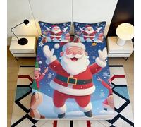 Microfibre Douceur Noël Santa Claus Drap 3D Printed Rouge Christmas Bed Cover pour Chambre Cadeau Décor Facile Entretien 90x200x25cm
