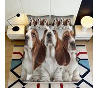 Microfibre Doux Basset Hound Drap-Housse 3D Imprimé Motif Chien Bed Sheet pour Cadeau Maison Mariage Anniversaire 90x200x25cm