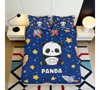 Microfibre Doux Cartoon Panda Drap Housse Bleu Nuit 3D Imprimé Ciel Étoilé Protection Matelas Cadeau Maison Chambre 90x200x25cm