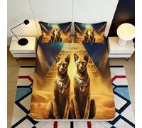 Microfibre Doux Chat égyptien Feuille de lit imprimée 3D Pyramide Sable Housse de Matelas pour Cadeau Maison Mariage Anniversaire 90x200x25cm