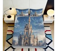 Microfibre Doux Château Fantasy Drap Housse 3D imprimé Palais rêve Protection Matelas pour Cadeau Chambre Maison Mariage Anniversaire 90x200x25cm