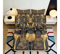 Microfibre Doux égyptien Pharaon Fitted Sheet Impression 3D Art Noir Or Mattress Cover Lavable Cadeau Maison Chambre invités déco 90x200x25cm