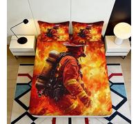 Microfibre Doux Firefighter Blaze Fitted Sheet Impression 3D Flame Bed Cover pour Chambre Adolescent invité décoration Protection 90x200x25cm