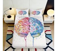 Microfibre Doux Impression 3D Cerveau Coloré Drap-Housse Antidérapant Décoratif Hémisphère Gauche Droit Bed Cover Chambre 90x200x25cm
