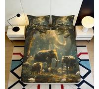 Microfibre Doux imprimé 3D éléphant forêt Housse de Matelas Jungle Animal pour Chambre Adulte Adolescent Cadeau décoration Maison 90x200x25cm