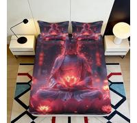 Microfibre Doux Lotus Aura Meditation Flame Drap Housse 3D imprimé pour Cadeaux Maison Mariage Anniversaire Chambre d'amis 90x200x25cm