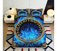 Microfibre Doux Mystic Blue Flame Drap-Housse Impression 3D Rune Circle Protection Matelas Cadeau Maison Chambre Décoration 90x200x25cm