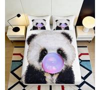 Microfibre Doux Panda Bubble Gum Housse de lit 3D imprimée Couvre-Matelas décoratif pour Chambre Cadeau 90x200x25cm