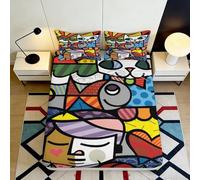 Microfibre Doux Pop Art Chat Drap-Housse 3D imprimé Visages Abstraits Bed Cover pour Cadeau Maison Chambre étudiant 90x200x25cm