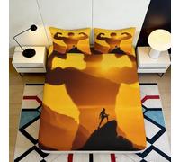 Microfibre Doux Sunset Warrior Drap Housse imprimé 3D Mountain Shadow Bed Cover pour Cadeau Maison Mariage Anniversaire 90x200x25cm