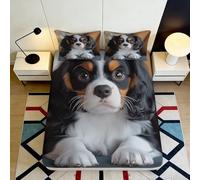 Microfibre Drap Housse Chien Cavalier King Charles Impression 3D Décor Animal Protection Lit Cadeau Lavable Chambre Appartement 90x200x25cm