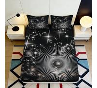 Microfibre Drap-Housse Doux Galaxie Ciel Étoilé 3D Imprimé Voûte Cosmique Protège-Matelas Antidérapant Lavable pour Chambre Cadeau 90x200x25cm