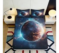 Microfibre Drap Housse Planète Espace, Résistant, Facile à Entretenir, Décoratif, 3D Printed, Bed Sheet, Cadeau Nouvel Appartement, Chars 140x200x25cm