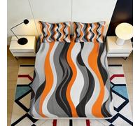 Microfibre Orange Wave Drap Housse 3D Printed Gris Swirl Bed Sheet Protection Lit Décor Chambre Facile à Entretenir 90x200x25cm