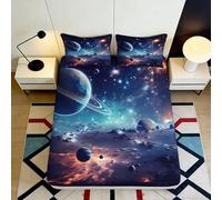 Microfibre Surface Douce, Motif Cosmos Bed Cover, Protection Matelas, 3D Printed, Cadeau Pendaison de crémaillère, Lavable en Machine, décoration Chambre, Anti-poussière 160x200x25cm