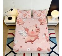 Microfibre Toucher dou, Housse de Matelas Motif Cochon Volant, protège-Matelas 3D imprimé, Entretien Facile, Chambre, Cadeau, Anti-poussière, décoration 120x200x25cm