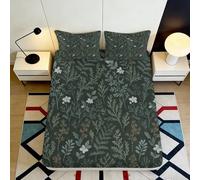 Microfibre Vert foncé imprimé 3D Housse de Matelas Motif Feuillage Protection Chambre Cadeau Maison Mariage 90x200x25cm
