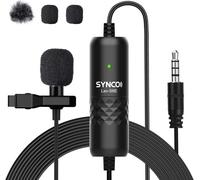 Microfono Lavalier, S6E Clip Mic 3.5Mm Omnidirezionale 6 Metri Compatibile Per Smartphone, Fotocamera, Tablet, Laptop, Computer