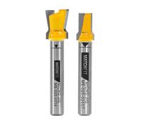 MICROJIG MatchFit Ensemble de fraises à queue d'aronde et de défoncement - Fraise à queue d'aronde de précision à 14 degrés + foret de soulagement à 3 degrés pour des rainures propres, réduction de