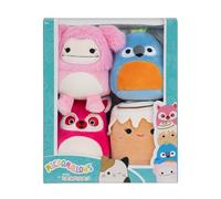 Squishmallows Pack de 4 Micromallows de Original Brina Le Sasquatch, Chanel la brioche à la Cannelle, Lucia Le lémurien, Tenise Le Perroquet