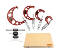 Micromètre extérieur Jeu de micromètres extérieurs 0-25 mm-50 mm-75 mm-100 mm avec butée à cliquet standard, plage 0-100 mm, graduation 0,01 mm (ensemble de 4 pièces)