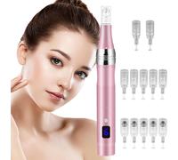 Microneedling Pour Visage, Dermapen Microneedling Professionnel Avec 12 Aiguilles Et 5 Vitesses, Réglable Microneedling Pen 0-2mm, Pour Soins Visage/Cou/Contour Des Yeux