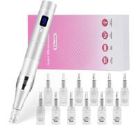 Microneedling Pour Visage, Dermapen Microneedling Professionnel Avec 12 Aiguilles Et 5 Vitesses, Réglable Microneedling Pen 0-2mm, Pour Soins Visage/Cou/Contour Des Yeux