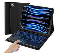 MicroPack Étui avec clavier pour iPad Pro 12,9" - 2022, sans fil amovible, rétroéclairage 7 couleurs, compatible avec iPad Pro 12,9" de 3e génération à 6e génération, noir