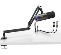 Microphone - 040PARTS - USB/XLR - Dynamique cardioïde - RVB 11 couleurs - Bras support & Connecteurs USB-C/XLR