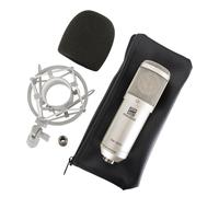 Microphone à Condensateur Cardioide pour Studio Enregistrement Chant XLR Argent