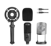 Microphone à Condensateur Cardioïde Professionnel Streaming PodCast avec Filtre Anti-Pop