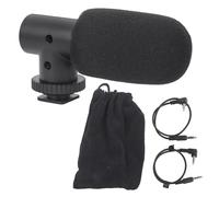 Microphone à condensateur de type canon avec griffe porte-accessoires et prise jack 3,5 mm pour enregistreur vidéo de téléphone portable. Réduit